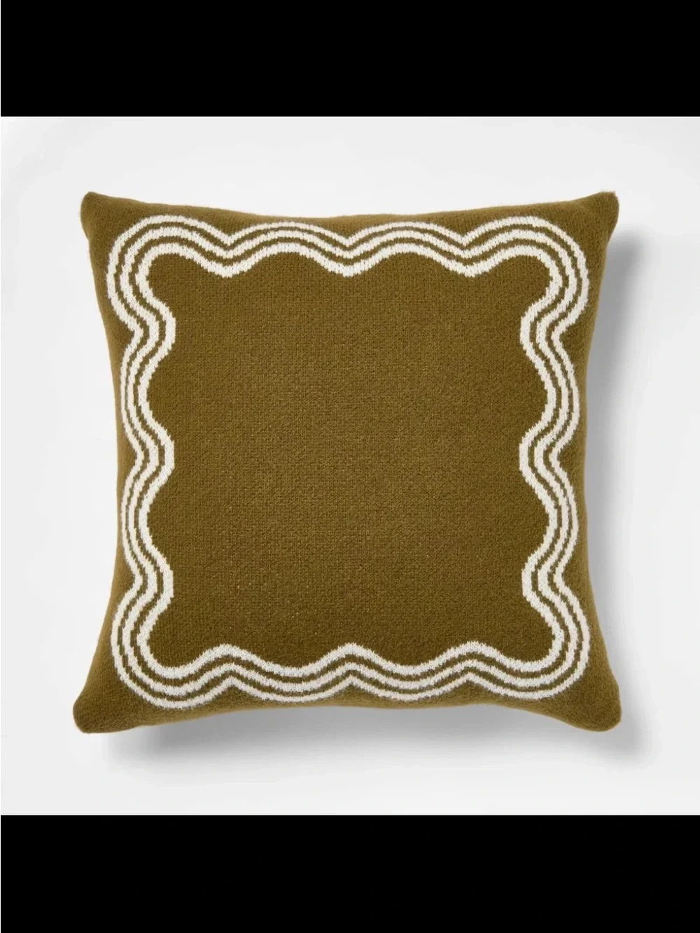 Jacquard Knit Pillow with Scallop Pattern Dark Olive Green - Threshold
